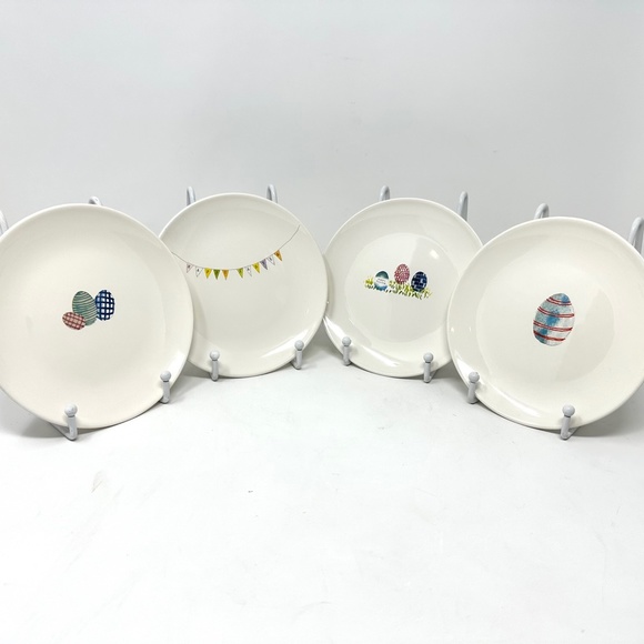 Rae Dunn Set of 4 Easter/Spring Appetizer/Dessert Plates With Easter Designs - Picture 1 of 10